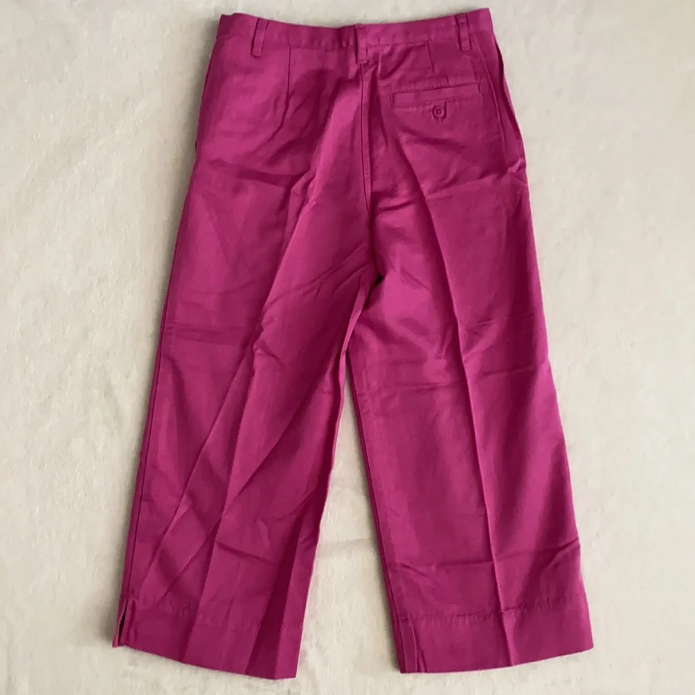 {NWT/VTG} Talbots Kids | High Waisted Wide Leg Cropped Pants Cotton Lyocell Pink - Picture 8 of 13